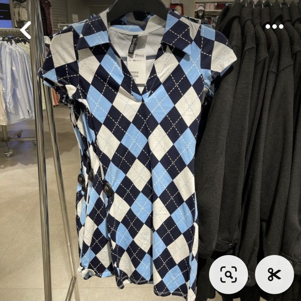 Plaid print mini dress